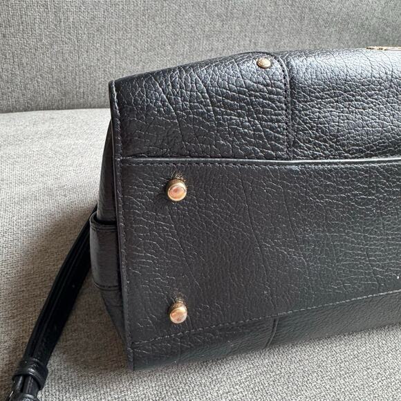 COACH Womens Mercer Satchel Hand Shoulder Bag Black Grain Leather Gold Turn Lock - Picture 6 of 16